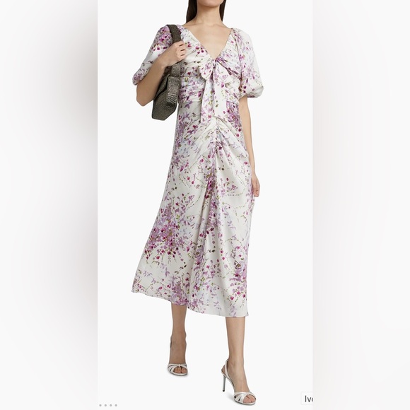 Cinq à Sept Brenton Puff-Sleeve Mid-Summer Bloom Dress Size 4 NWT - Picture 3 of 16